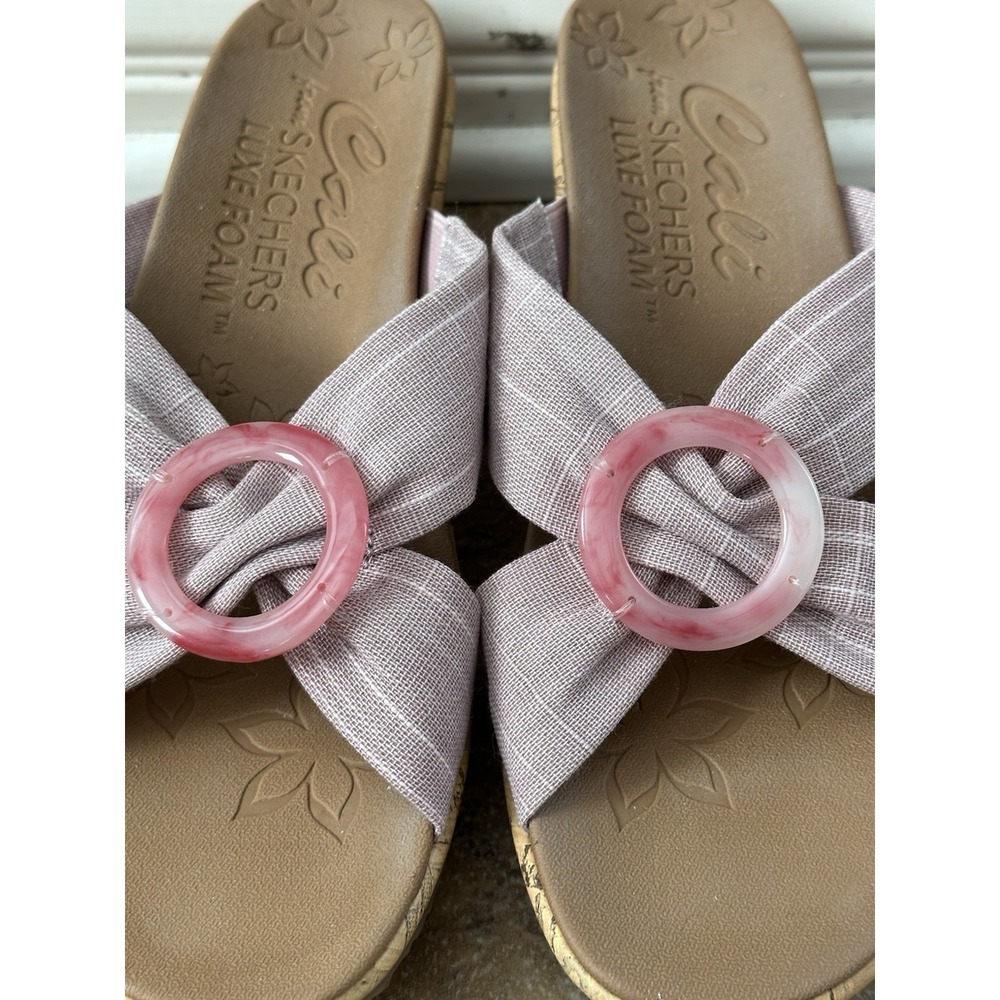 SKECHERS CALI LUX FOAM WOMENS 119327 CORK SLIDE SANDALS SPRING SUMMER SHOES- 9.5 - Picture 4 of 8